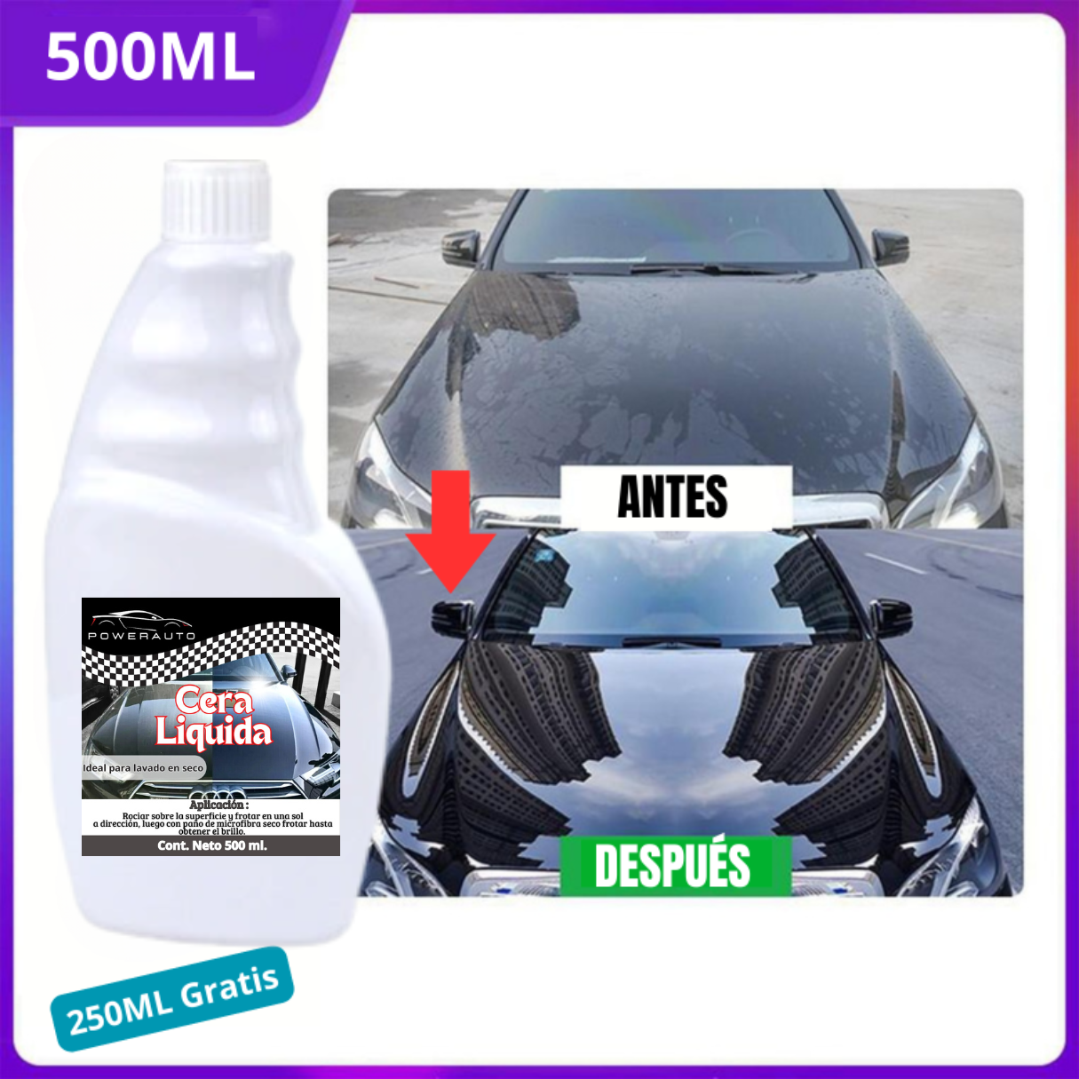 (Compra 250ml Lleva 500ml) Líquido Cristalizador Revestimiento Hidrofóbico 5 en 1