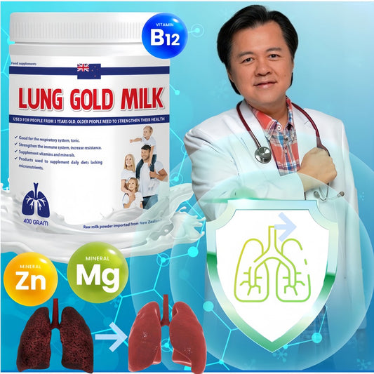 Lung Gold Milk™ – Colostro Respiratorio Premium con Nano-Tecnología de Nueva Zelanda